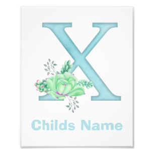 Personalisierter Wasserfarbenbuchstabe X Foto Druc