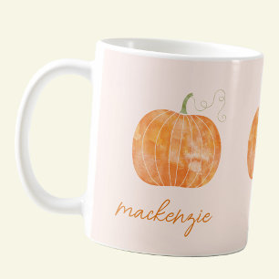 Personalisierter Wasserfarbenkürbis Herbst Kaffeetasse