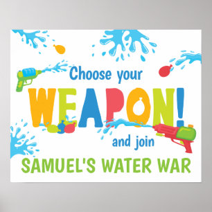 Personalisierter Wasserkrieg Geburtstagspartei Unt Poster