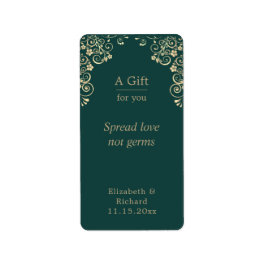 Personalisierter Wedding Green Gold Hand Sanitizer Adressaufkleber