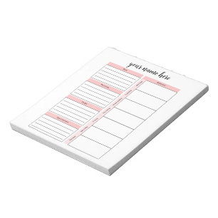 Personalisierter Weekly Schedule Notepad Notizblock