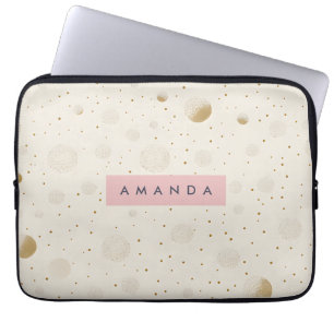 Personalisierter weicher Gold-Polka-Punkt minimali Laptopschutzhülle