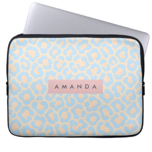 Personalisierter weicher Leopardendruck in Blau Laptopschutzhülle