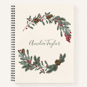 Personalisierter Weihnachts-Blumenkranz mit Schrif Notizbuch