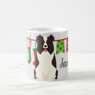 Personalisierter Weihnachts-Border Collie Kaffeetasse