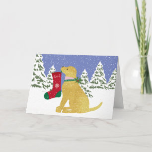 Personalisierter Weihnachts-Gelb-Labrador-Hund mit Feiertagskarte