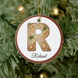 Personalisierter Weihnachts-Gingerbread-Buchstabe Keramik Ornament