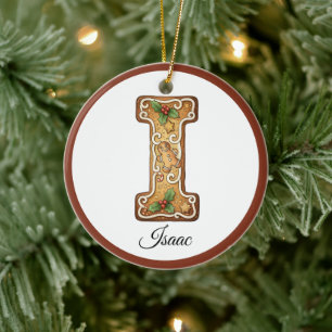 Personalisierter Weihnachts-Gingerbread-Buchstabe Keramik Ornament