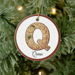 Personalisierter Weihnachts-Gingerbread-Buchstabe Keramik Ornament