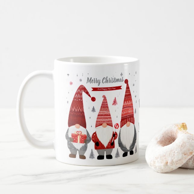 Personalisierter Weihnachts-Gnom-Becher Kaffeetasse (Mit Donut)