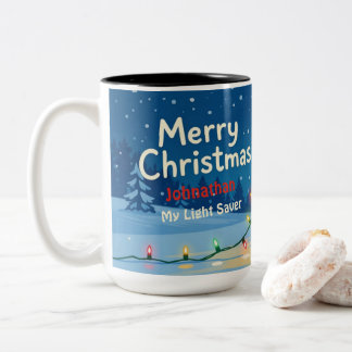 Personalisierter Weihnachts-Gnom "Mein Lichtretter Zweifarbige Tasse
