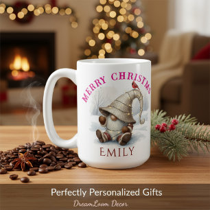 Personalisierter Weihnachts-Gnom Wasserfarbe Kaffeetasse
