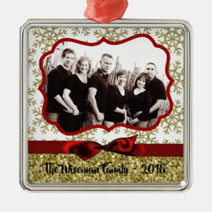 Personalisierter Weihnachts-Gold-Schneeflocken-Fot Ornament Aus Metall