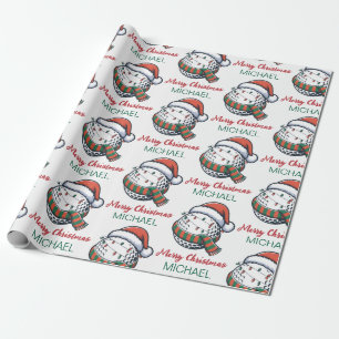Personalisierter Weihnachts-Golfball mit Santa-Hut Geschenkpapier