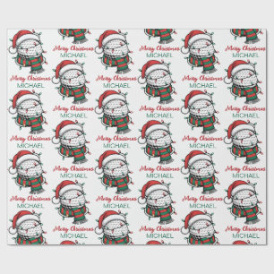 Personalisierter Weihnachts-Golfball mit Santa-Hut Geschenkpapier