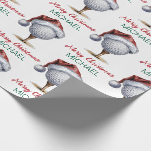 Personalisierter Weihnachts-Golfball mit Santa-Hut Geschenkpapier