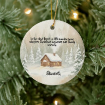 Personalisierter Weihnachts-Holzhaus-Keramik-Schmu
