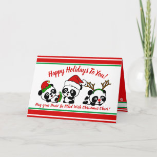 Personalisierter Weihnachts-Pandas-Urlaub Karte