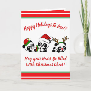 Personalisierter Weihnachts-Pandas-Urlaub Karte