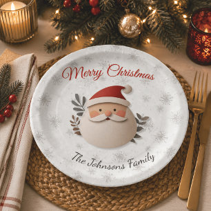 Personalisierter Weihnachts-Papierteller mit Santa Pappteller