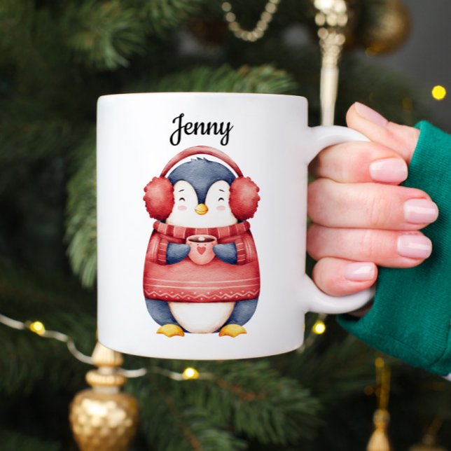 Personalisierter Weihnachts-Pinguin-Becher Kaffeetasse (Von Creator hochgeladen)