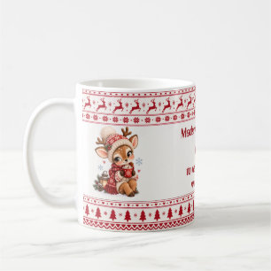 Personalisierter Weihnachts-Rentier-Becher Kaffeetasse