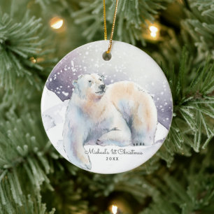 Personalisierter Weihnachts-Schmuck für Eisbären Keramik Ornament