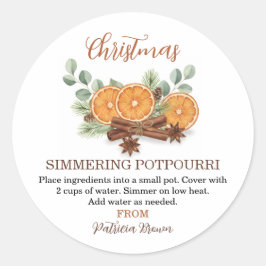 Personalisierter Weihnachts-Simmering-Potpourri Runder Aufkleber