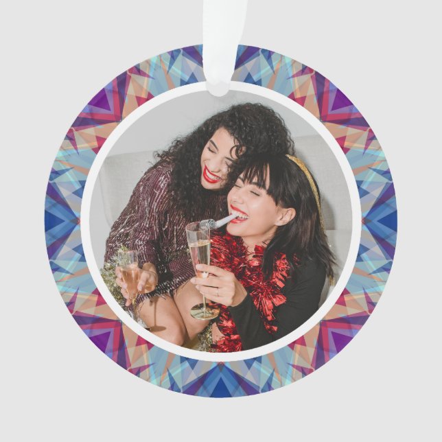 Personalisierter Weihnachts-Star-Spaß Blue Lila Fo Ornament (Vorderseite)