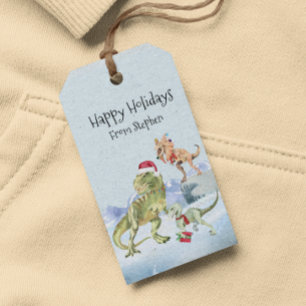 Personalisierter Weihnachts-Tyrannosaurier-Raptor- Geschenkanhänger