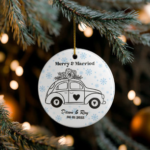 Personalisierter Weihnachts-verheirateter-Schmuck, Keramik Ornament