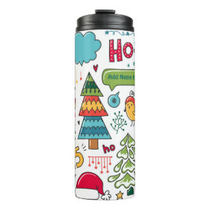 Personalisierter Weihnachts-Volksgutkunst-Doodle-D Thermosbecher