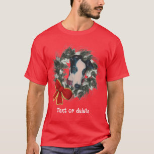 Personalisierter Weihnachts-Windhund-Kranz T-Shirt