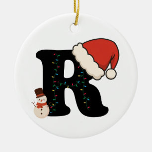 Personalisierter Weihnachtsalphabet-Buchstabe R Keramik Ornament
