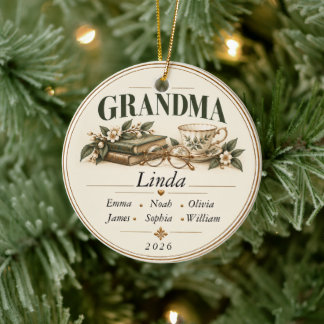 Personalisierter Weihnachtsanhänger für Oma mit Na Keramik Ornament