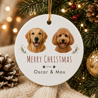 Personalisierter Weihnachtsanhänger mit 2 Fotos vo Keramik Ornament