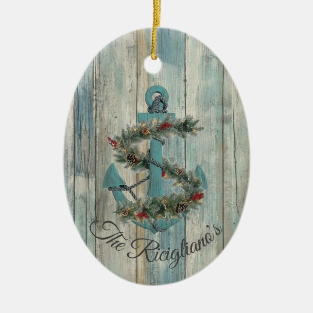 Personalisierter Weihnachtsanker Keramik Ornament (Vorne)