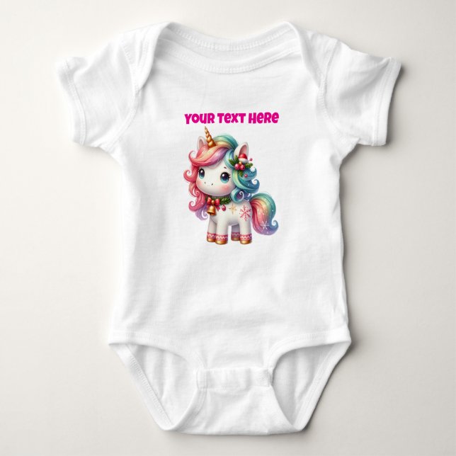 Personalisierter Weihnachtsanzug Unicorn Baby Body Baby Strampler (Vorderseite)