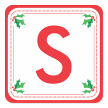 Personalisierter Weihnachtsaufkleber in Grün und R