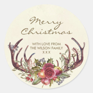 Personalisierter Weihnachtsaufkleber Winter Stechp Runder Aufkleber