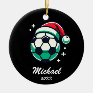 Personalisierter Weihnachtsball mit Weihnachtsmann Keramik Ornament