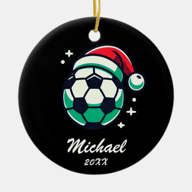 Personalisierter Weihnachtsball mit Weihnachtsmann Keramik Ornament (Vorne)