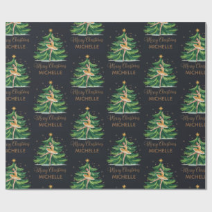 Personalisierter Weihnachtsballett-Ballerina-Tänze Geschenkpapier