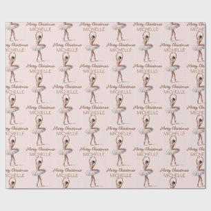 Personalisierter Weihnachtsballett-Ballerina-Tänze Geschenkpapier