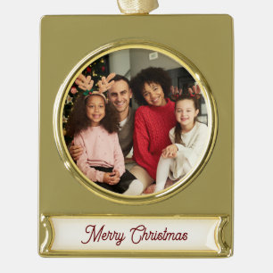Personalisierter Weihnachtsbanner-Anhänger für die Banner-Ornament Gold