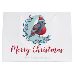 Personalisierter Weihnachtsbär auf dem Mond Große Geschenktüte