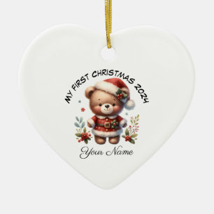 Personalisierter Weihnachtsbär Erste Weihnachtsfei Keramik Ornament