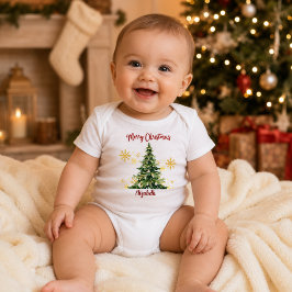 Personalisierter Weihnachtsbaum für Babys erstes W Baby Strampler