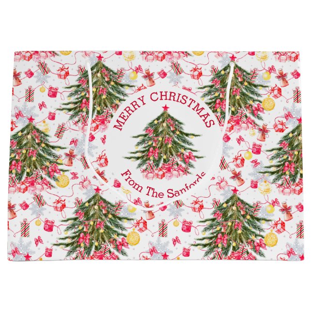 Personalisierter Weihnachtsbaum Große Geschenktüte (Vorderseite)