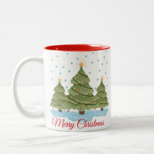 Personalisierter Weihnachtsbaum-Kaffeebecher Zweifarbige Tasse